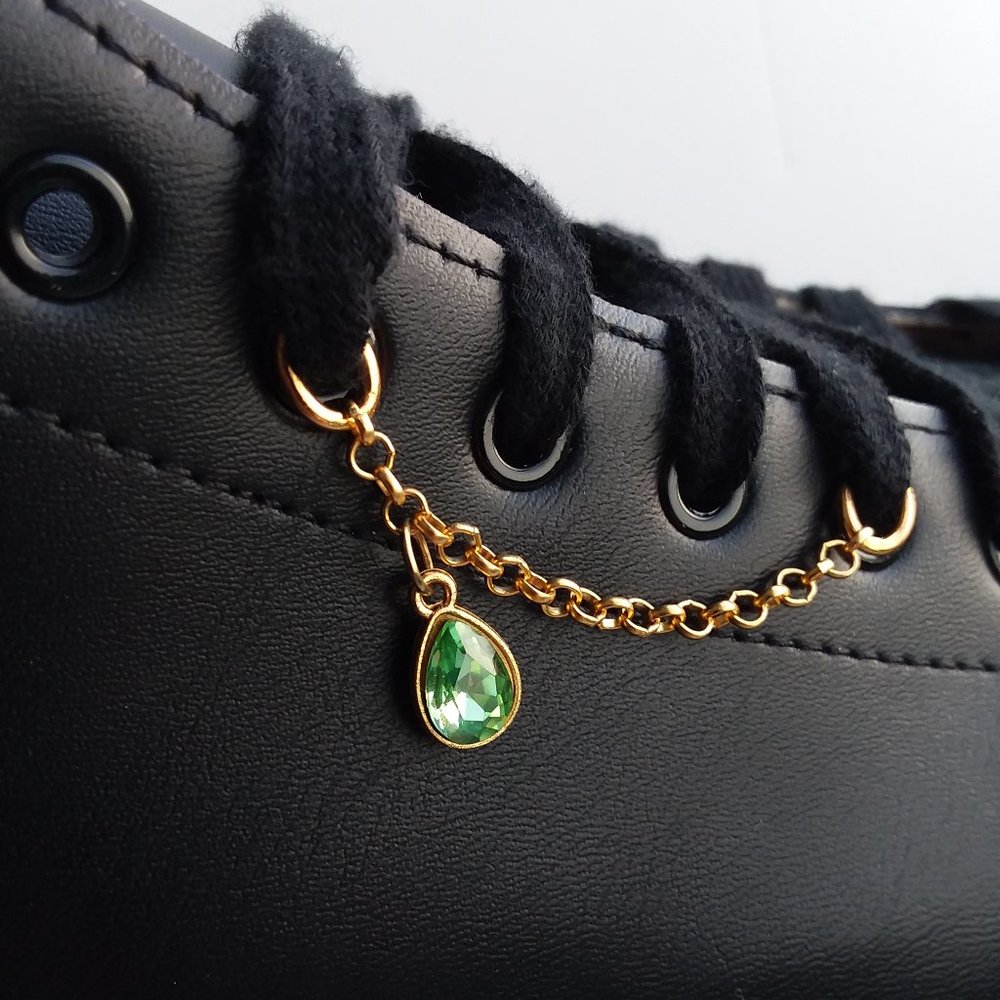 Green rhinestone shoe charm Roller Skate accessory chain charm